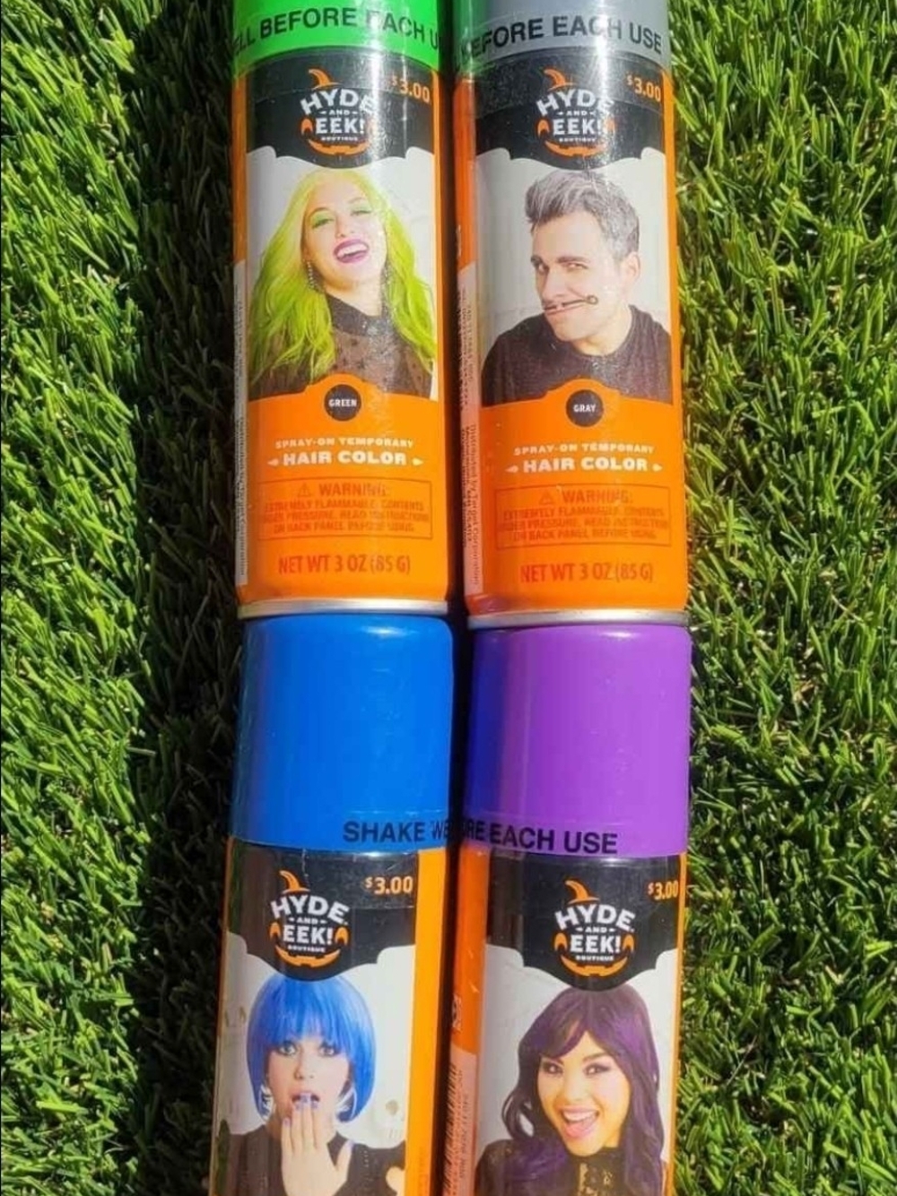 Hyde and Eek! Temporary Spray Hair Color - Green, Gray, Blue, Purple Halloween